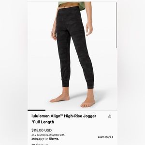 lululemon align joggers black camo
